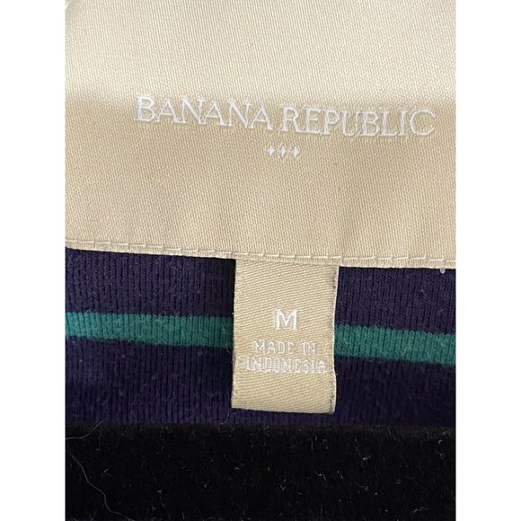 Banana Republic Outlet Ladies Size M Navy/Green Striped Cowl V Neck Pullover - Picture 6 of 10